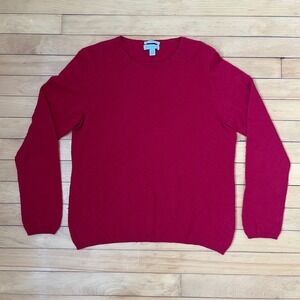 Charter Club Red 100% Cashmere Crew Neck Pullover Sweater Womens Large 2-Ply